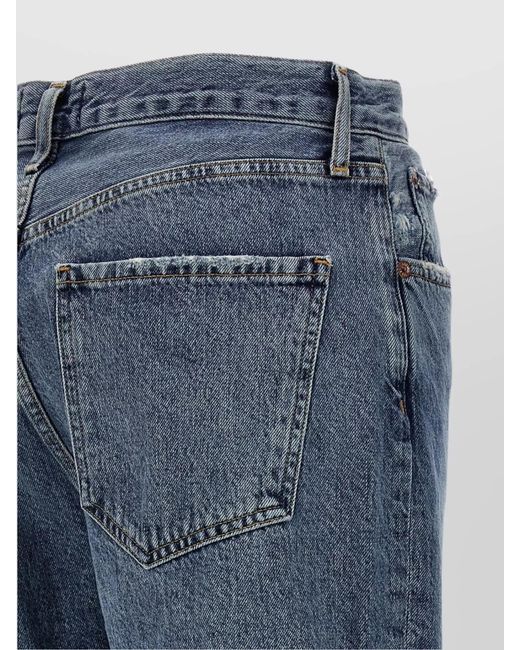Agolde Blue Denim Cropped Straight-Leg Jeans