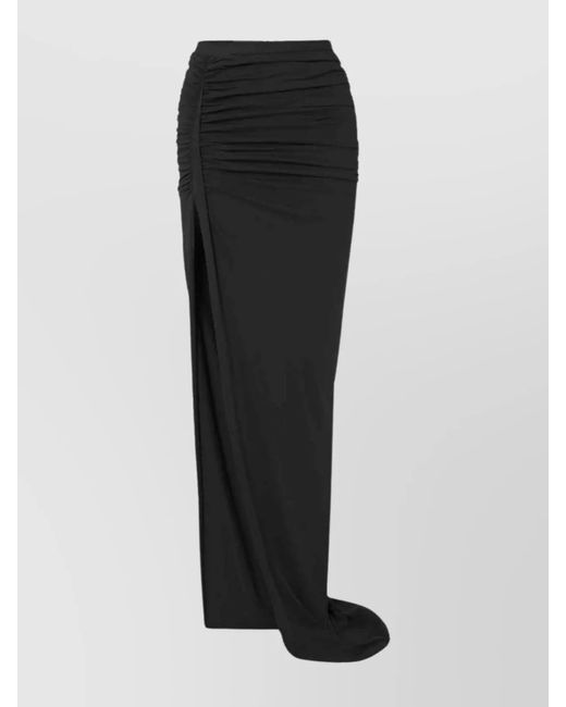 Rick Owens Black Cotton Midi Fitted Skirt