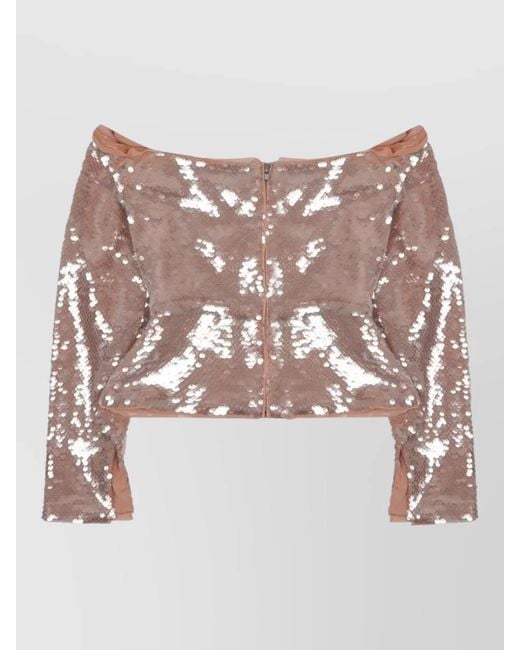 Self-Portrait Pink Sequined Sleeveless Blouse