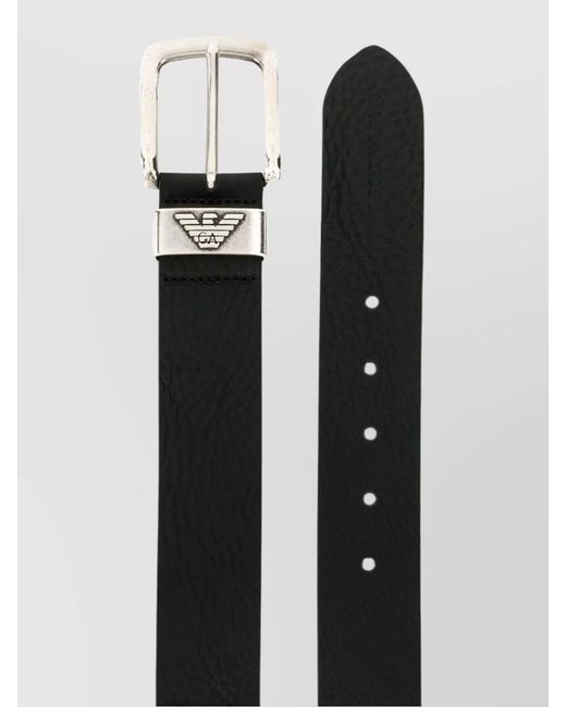 Emporio Armani Black Leather Belt With Adjustable Fit And Textured Finish for men