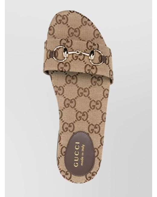 Gucci Metallic Canvas Slide Sandals