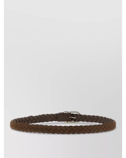 Brunello Cucinelli White Suede Woven Calf Leather Belt Loop for men