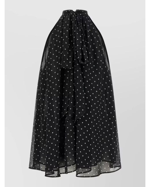 ROTATE BIRGER CHRISTENSEN Black Halter Neck Dress Bow Detail Sheer