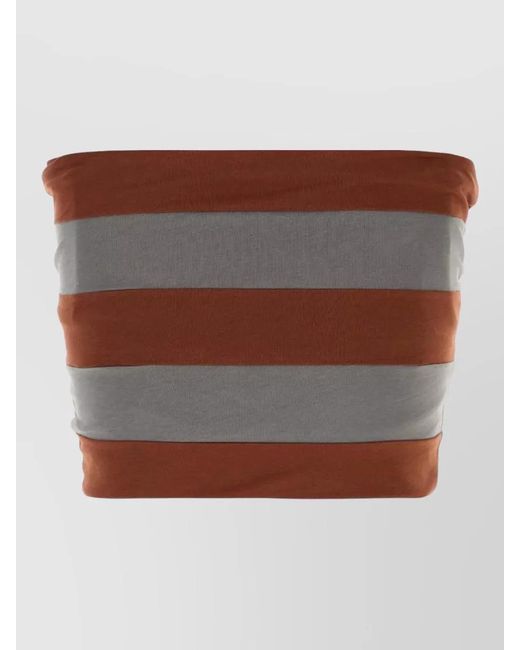 Miu Miu Brown Cotton Crop Top Striped Tube Design