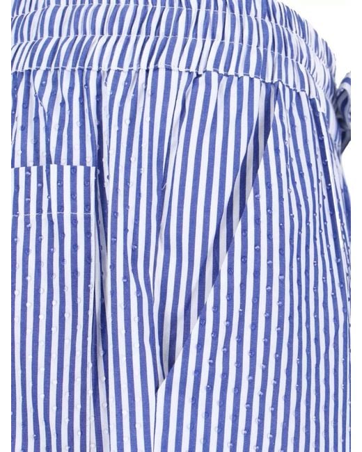 P.A.R.O.S.H. Blue Straight Shorts Striped Pattern Side Pockets