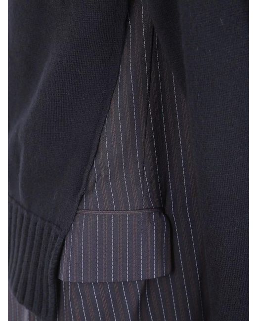 Sacai Blue Wool Single Breasted Coat for men
