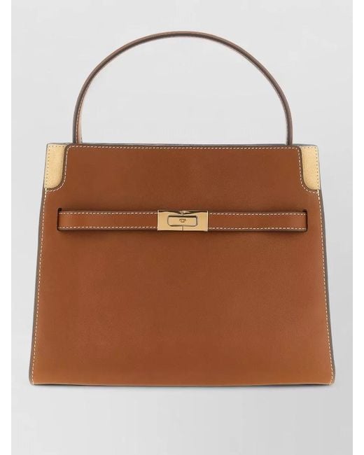 Tory Burch Brown Lee Radziwill Small Leather Clutch Bag