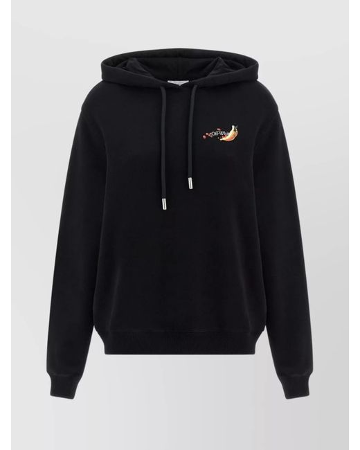 Off-White c/o Virgil Abloh Women's Blue Arrow Graphic Hoodie Featuring Drawstring