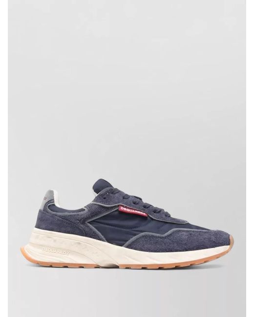 DSquared² Blue Suede Panel Low-Top Sneakers for men
