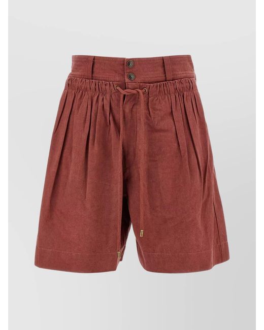 Isabel Marant Red Cotton Wide-Leg Knee-Length Shorts