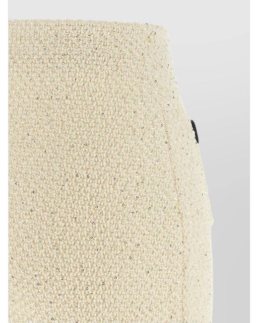 Self-Portrait Natural Sequin Knit Mini Skirt