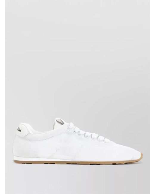 Miu Miu White Lace Up Sneakers Retro Inspired Design