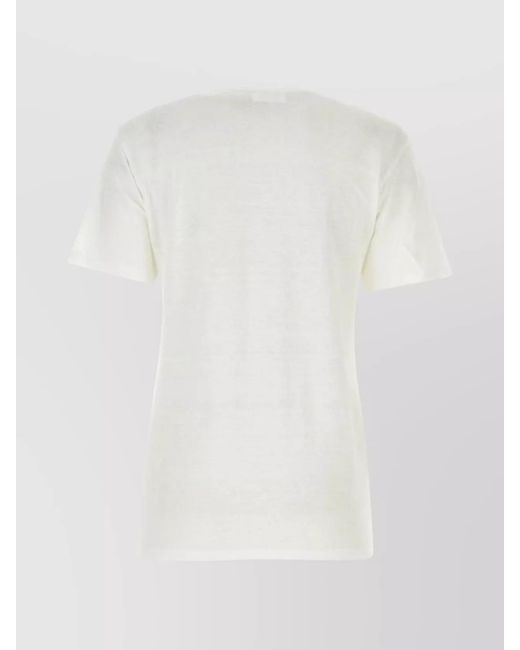 Isabel Marant White Linen Ribbed Crew-Neck Short-Sleeve T-Shirt