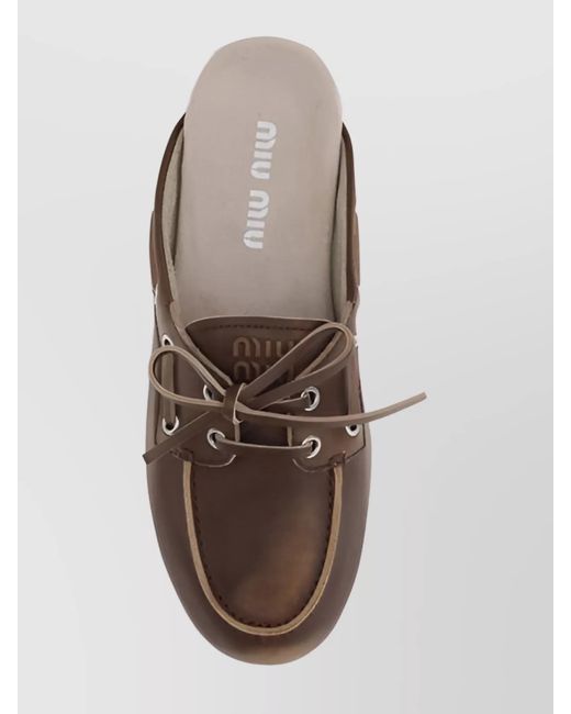 Miu Miu Brown Leather Flat Mules