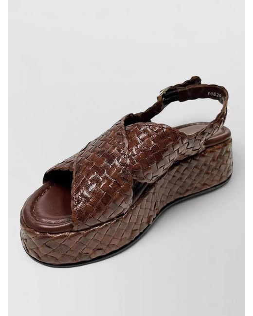 LA ROSE Brown Maui Platform Sandal Wooden Sole Open Toe