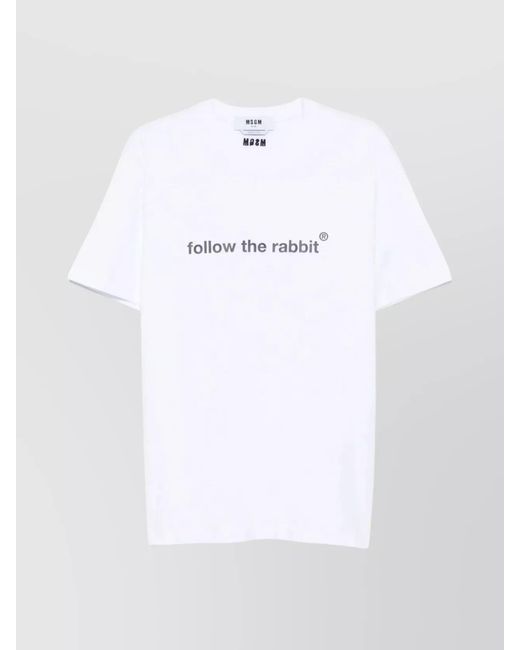MSGM White Follow The Rabbit Cotton Regular-Fit T-Shirt for men