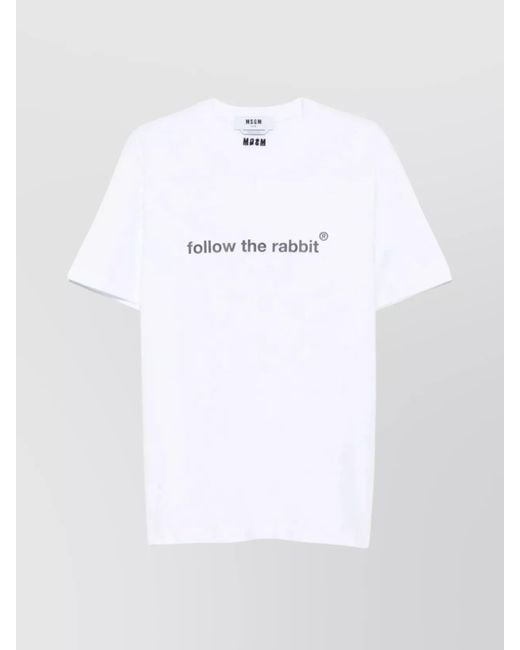 MSGM White Rabbit Graphic Print Crew Neck T-Shirt for men