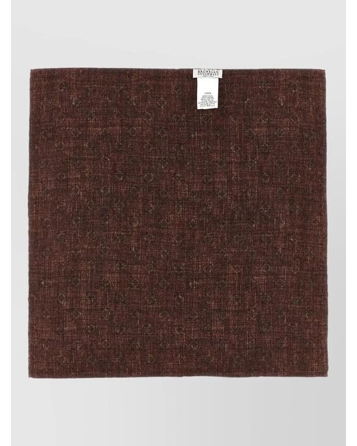 Brunello Cucinelli Red Silk Geometric-Print Double-Sided Pocket Square for men
