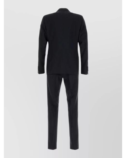 Prada Black Wool Blend Tailored Suit Notch Lapel for men