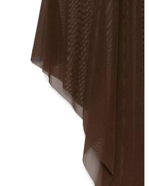 Fisico Brown Mesh Kaftan Dress Cold Shoulder Design