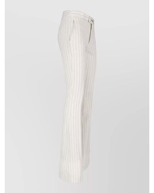Dondup White Tailored Suit Trousers Pinstripe Belt Loops
