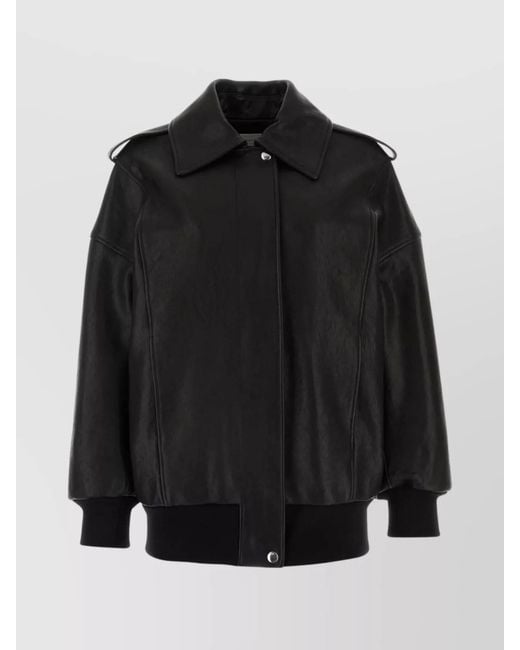 McQueen Black Lamb Leather Oversized Jacket
