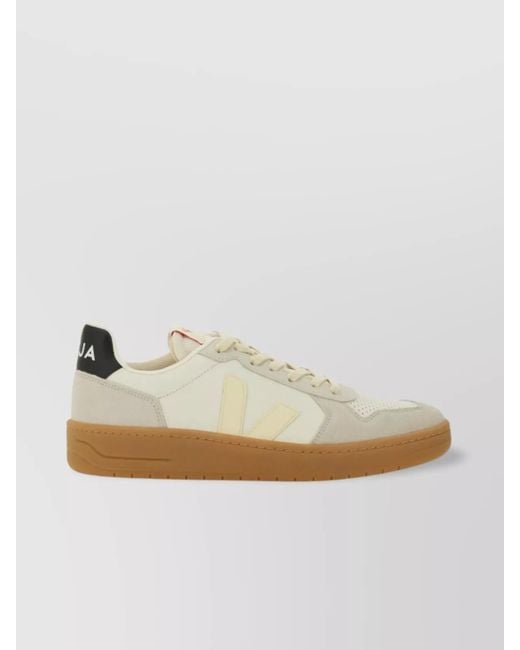 Veja White Perforated Rubber Sole Sneakers Contrast Heel Tab