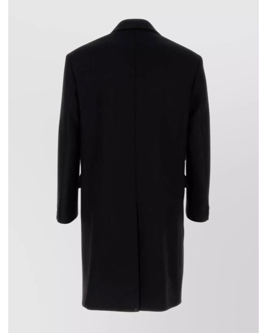 Versace Black Wool Coat With Back Vent And Notch Lapel for men