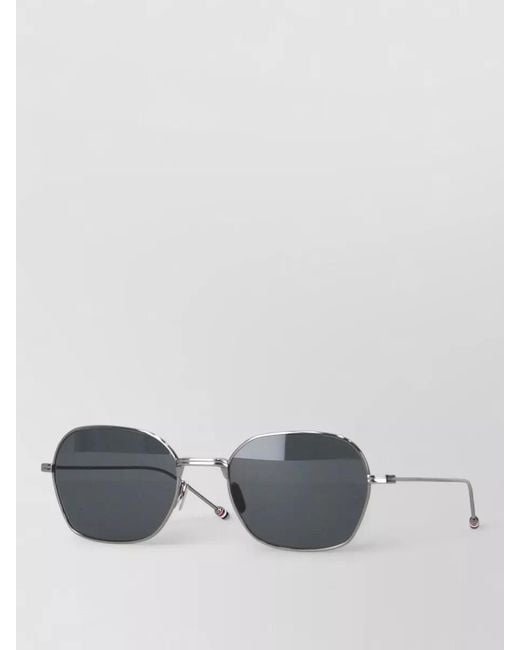 Thom Browne Gray Titanium Rectangular Sunglasses Metal Frame Design for men