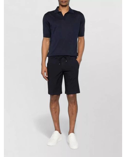 Lardini Blue Knitted Polo Shirt Open Neck for men