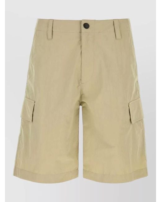 Burberry Natural Nylon Bermuda Shorts Belt Loops Zip Detail for men