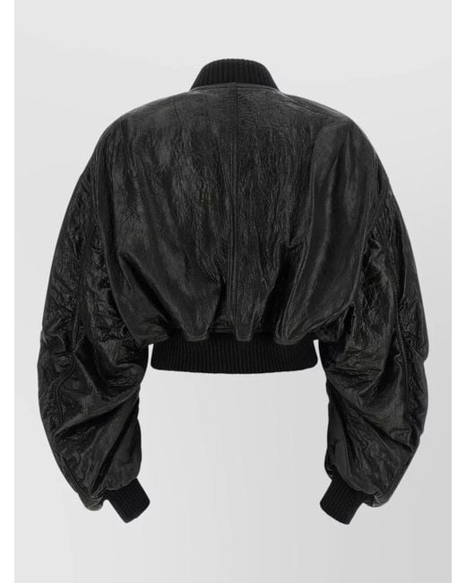 Rick Owens Black 'Secchia Cropped Flight' Bomber Jacket