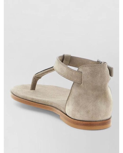 Brunello Cucinelli Natural Monile Strap Flat Suede T Sandals