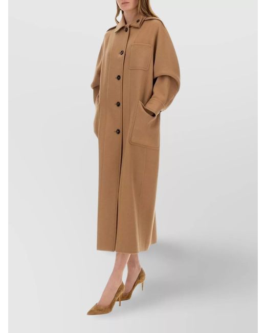 Max Mara Natural Cashmere Blend Regular Fit Single Breasted Coat
