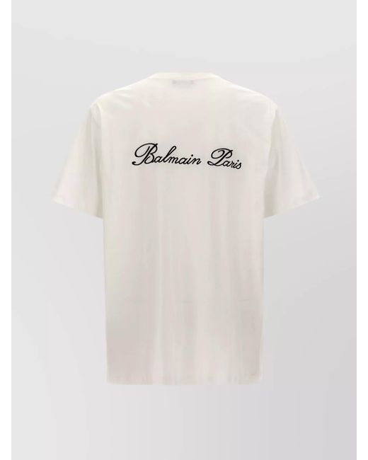 Balmain White Signature Crew Neck T-Shirt for men