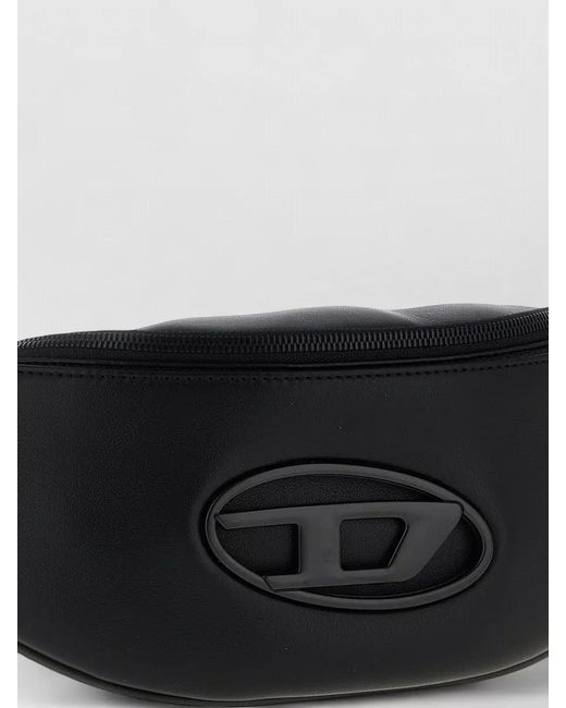 DIESEL Black Leather Belt Bag for men