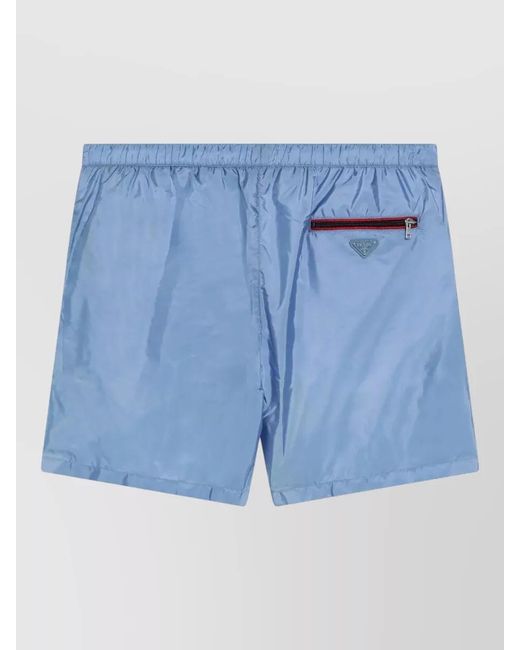 Prada Blue Beachwear Shorts Back Zip Pocket for men