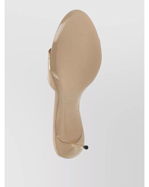Paris Texas Natural Patent Stiletto Heel Round Toe Mules
