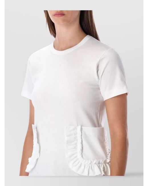 Comme des Garçons White Cotton Ruffled Pocket Short-Sleeve T-Shirt