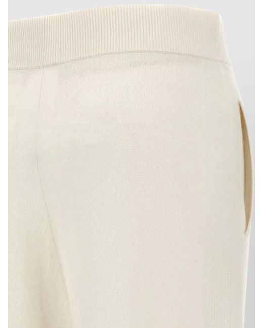 Max Mara White Cashmere Knit Lounge Pants Straight Leg