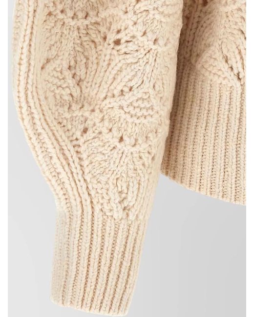 Zimmermann Natural Wool Cable-Knit Turtleneck Sweatshirt