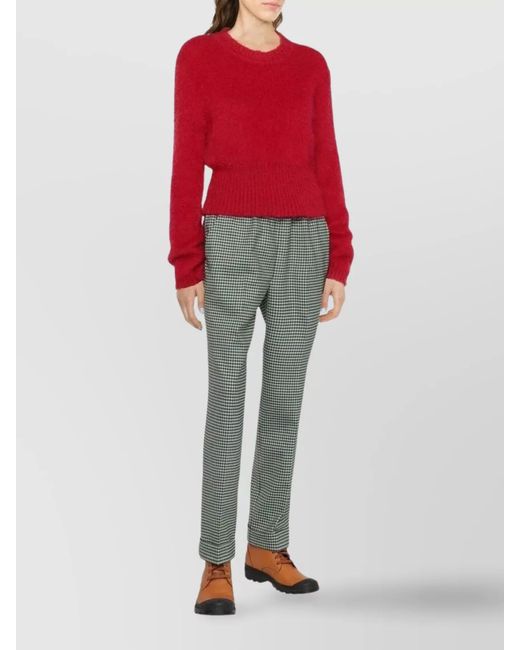 P.A.R.O.S.H. Gray Virgin Wool Fine-Check Tapered Cropped Trousers