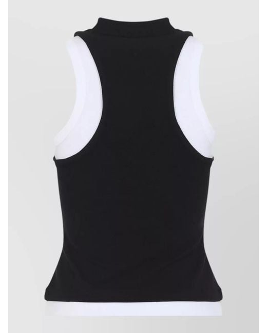 Versace Black Tank Top High Neckline Sleeveless Design