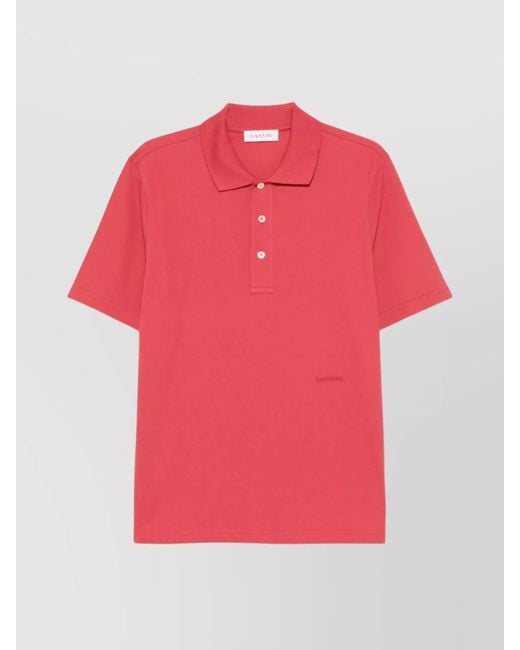Lanvin Pink Cotton Piqué Polo Shirt for men