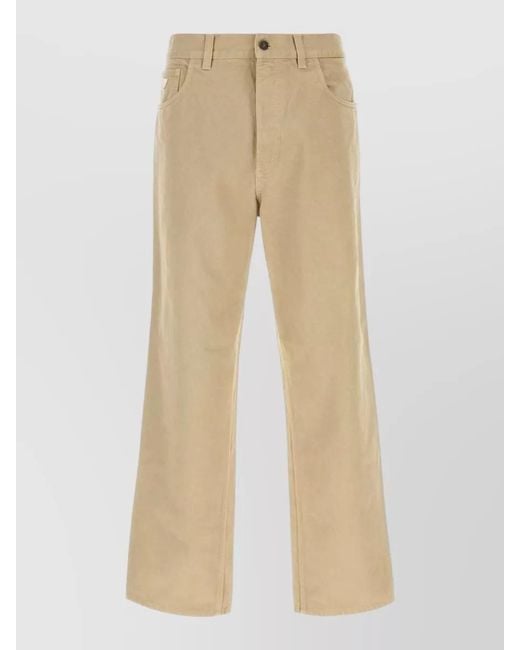 Prada Natural Cotton Tailored Pants Belt Loops Pockets for men