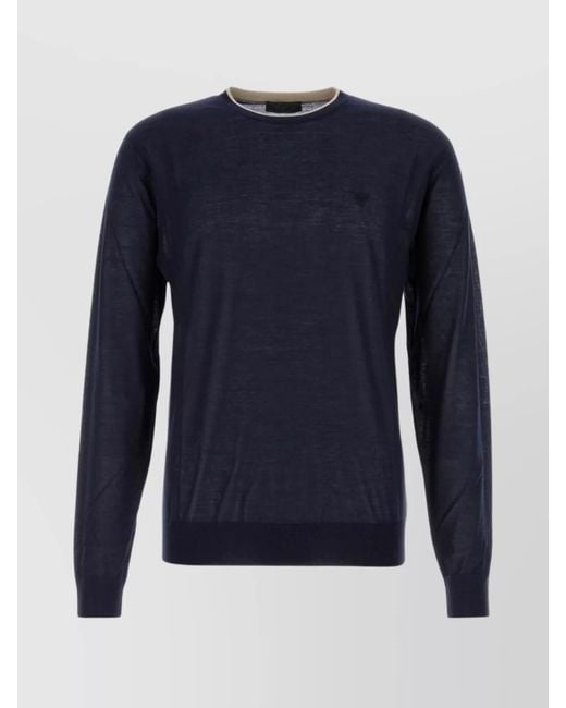 Prada Blue Long Sleeves Cashmere Blend Sweater for men