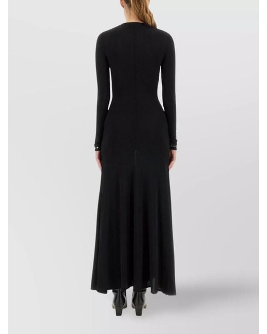 Rabanne Black Cutout Embellished Floral-Detail Long-Sleeve Maxi Dress