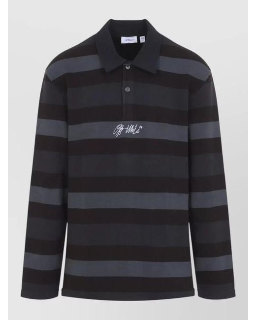Off-White c/o Virgil Abloh Blue Stripe Long Sleeve Polo Regular Fit for men