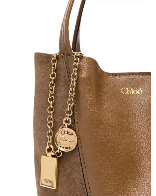 Chloé Brown Spin Small Leather Tote Bag