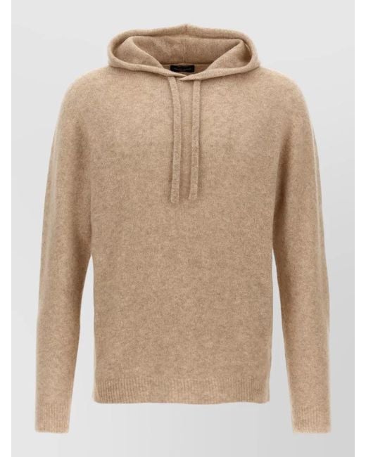 Roberto Collina Natural Hooded Knit Top Drawstring Hood Ribbed Trims for men